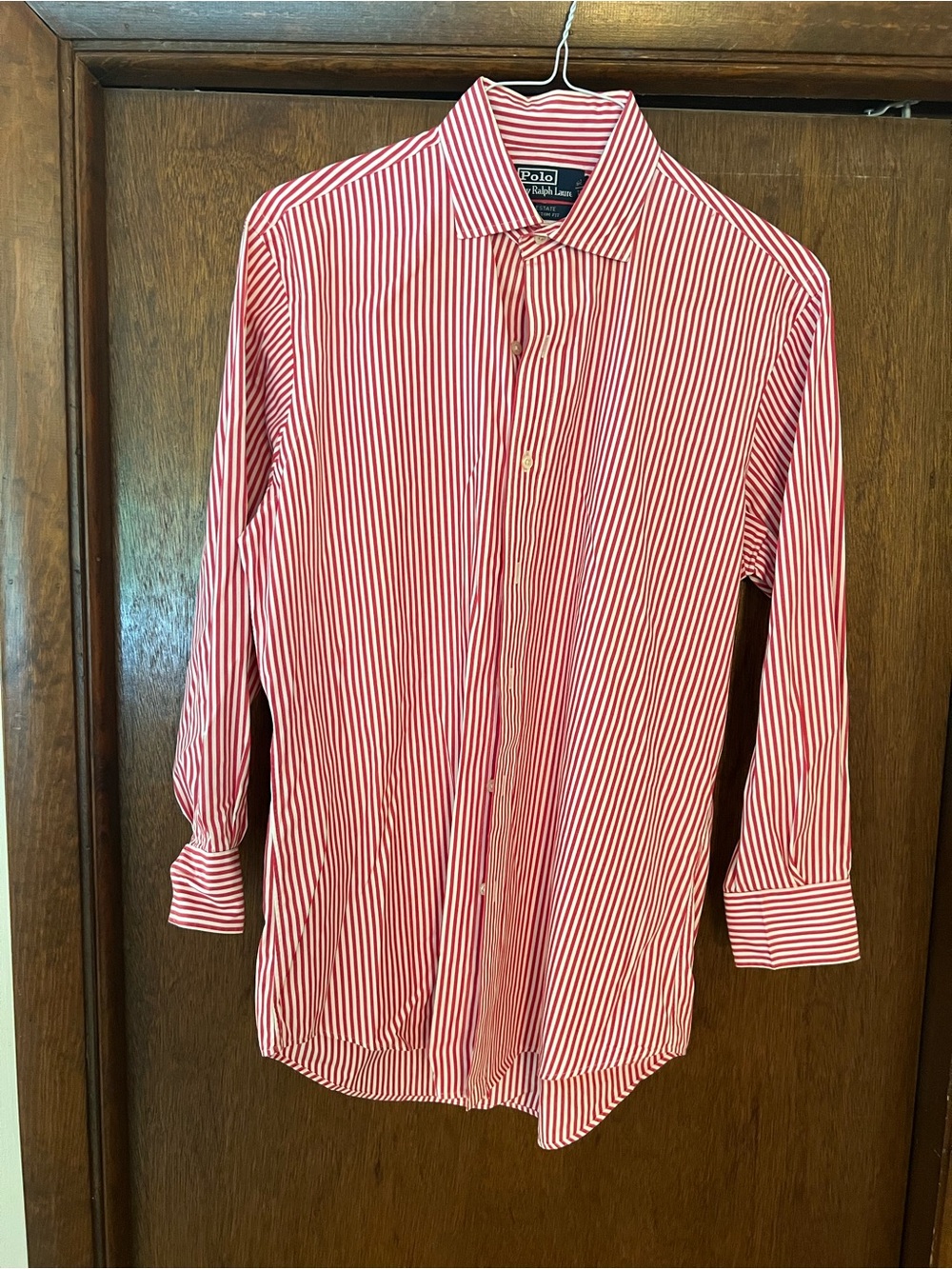 Polo by Ralph Lauren Estate Custom Fit 15 1/2 M Red & White Stripe Dress Shirt